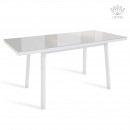 МАРТИН стол раздвижной со стеклом Латте/Белый